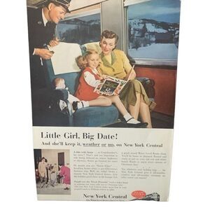 Vintage 1952 New York Central Little Girl Big Date Ad Advertisement
